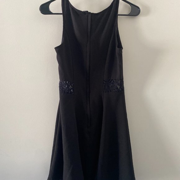Black Halter Dress with Lace Mid - Picture 3 of 6